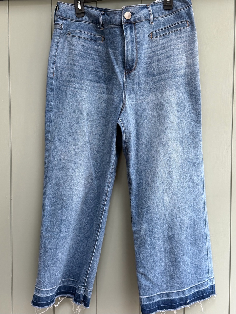 7 For All Mankind Light Blue Wide-Leg Cropped Jeans